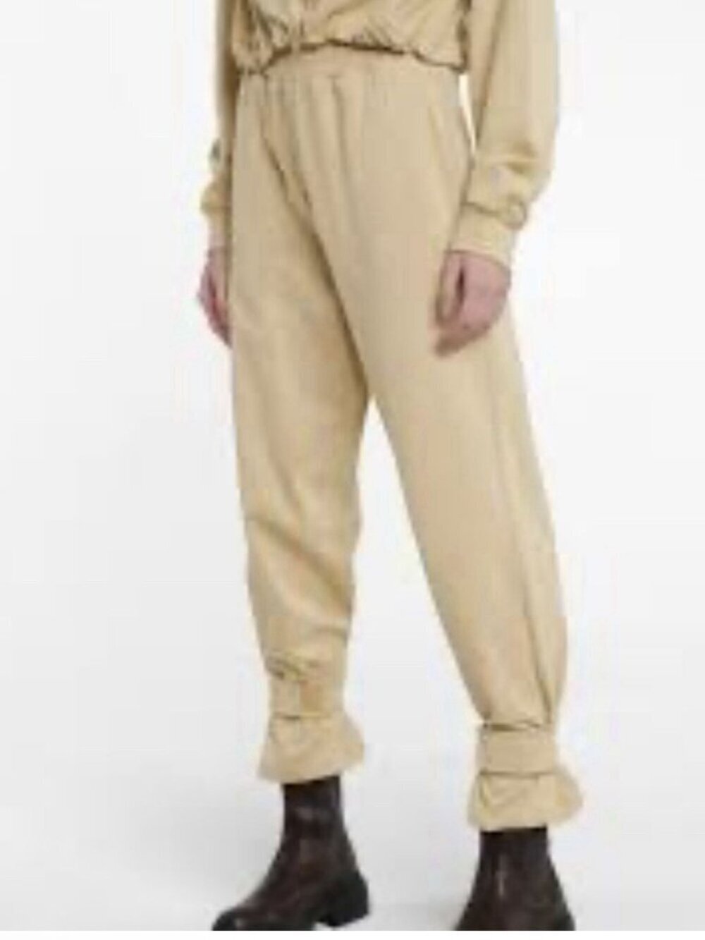 Frankie Shop Women’s Cuffed Beige Cotton Terry Sweatpants Size XS
